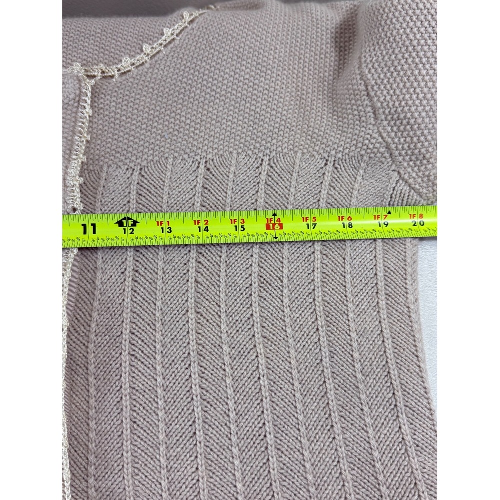Sundance Women's L Cashmere Angora Lambswool Blend Open Knit Cardigan Beige Boho - Picture 6 of 9